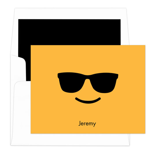 Yellow Cool Emoji Folded Note Cards